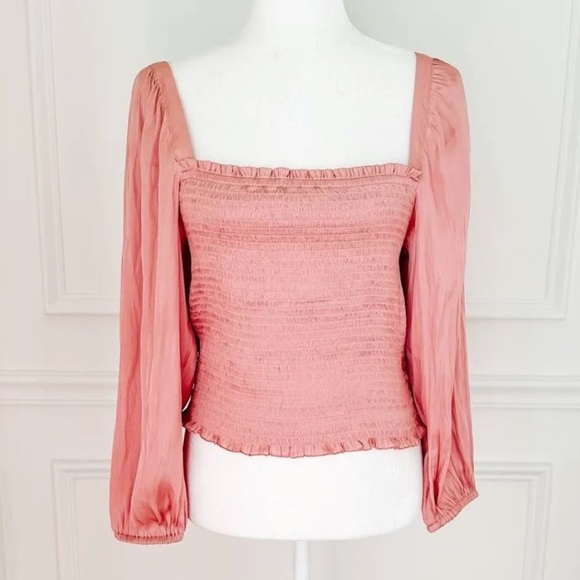 J. Crew Tops - J. Crew squareneck smocked featherweight satin top